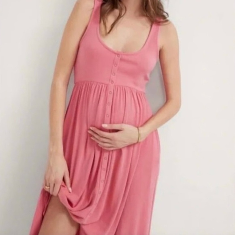 Hatch maternity rose pink softest ribbed nursing tank dress 0 xs